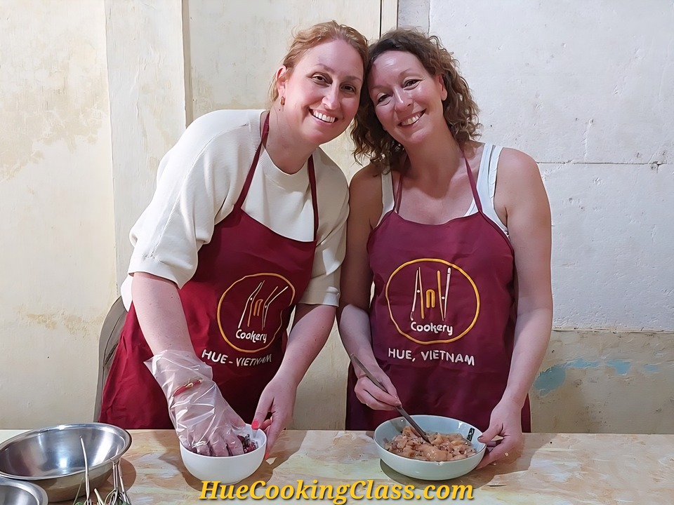 Cooking traditional Hue cuisine with local chef in Hue Vietnam